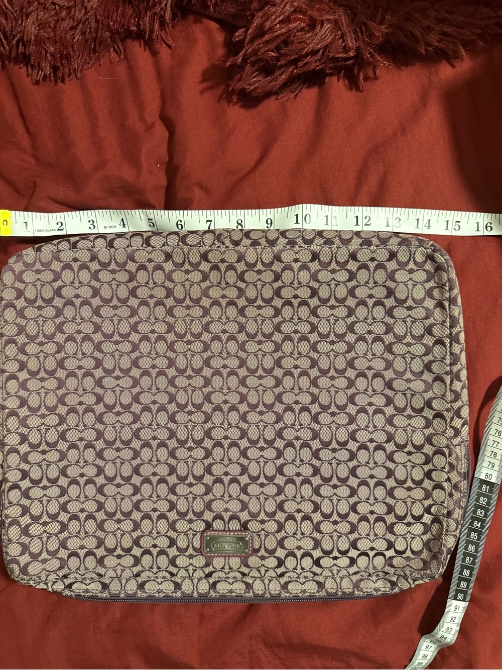 Coach Purple and Tan Signature Laptop Sleeve